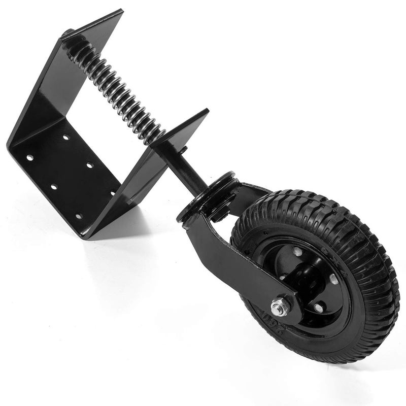 Stark USA Universal 8" Flat-Free Tire Gate Wheel Suspension Spring-Loaded Wood Chainlink Gate Caster Wheel Weight Capacity 200lb (Black) - Image 1